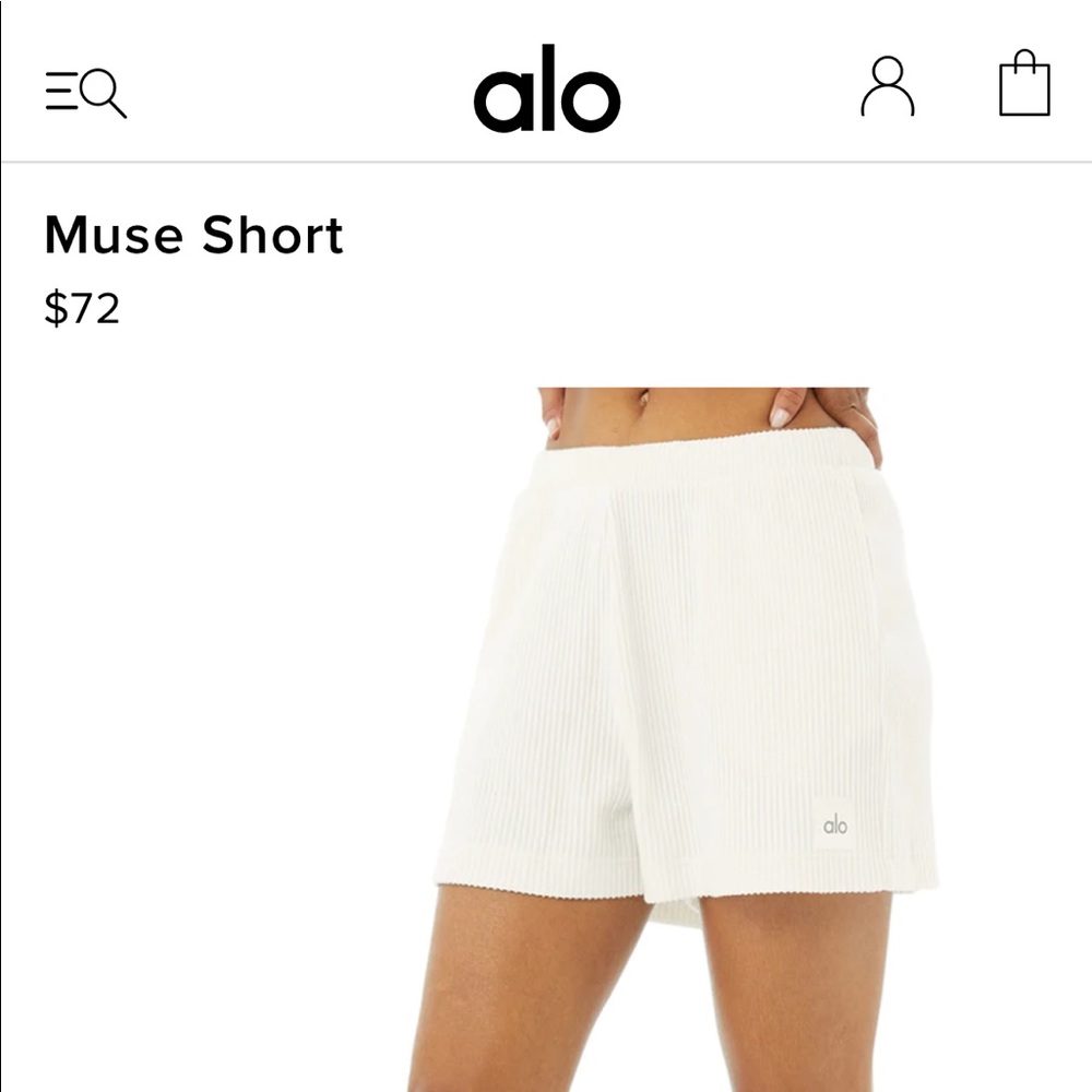ISO alo yoga muse shorts in ivory size S or M